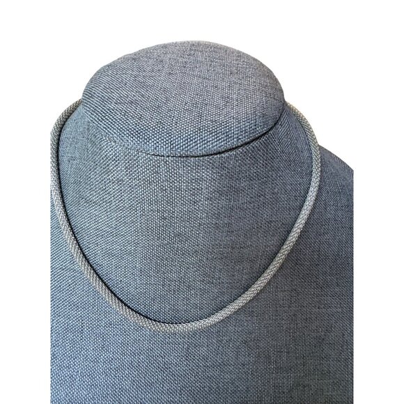 Vintage Italian Sterling Silver Mesh Chain Necklace 17" Lobster Clasp 15.9g - Picture 1 of 9